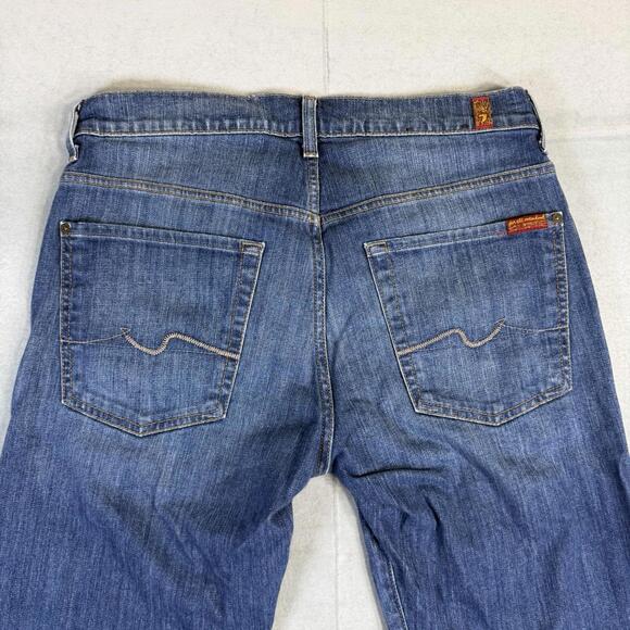 7 For All Mankind Austyn Jeans Mens 33x30* Blue Med Wash Straight Stretch Denim - Picture 4 of 8